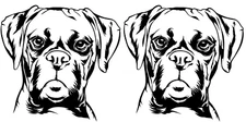 Boxer Stare Two 5" Black Vinyl Decals Car Truck Window Laptop Tablet Tumbler