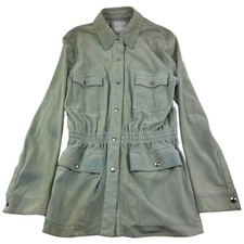 Celine Capra Africa Goat Suede Snap-up Jacket – Blue, Size 42