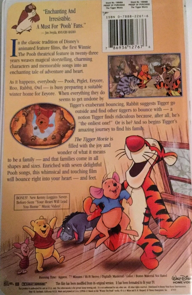 The Tigger Movie by Disney (VHS, New-Factory Sealed, Animation, 2000) - Image 2 of 3
