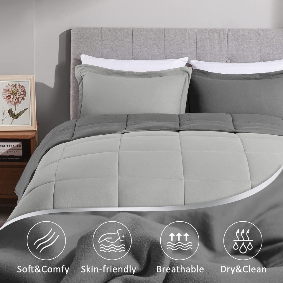 2PCS Twin Size Comforter Sets Ultra Soft Washed Microfiber Comforter