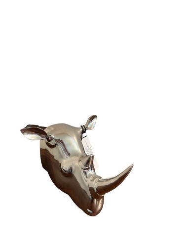 Drexel Heritage Large Silver Metal RHINO Wall Mounted Head Fixture Sculpture - Picture 7 of 18