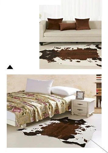 5.6'X7.2' Cowhide Area Rug Large Tricolor Cowskin Cow Hide Leather Faux Carpet  - Picture 9 of 10