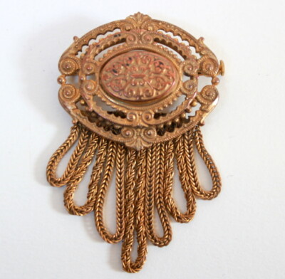 Broche Ancienne En Métal Doré Avec Pierre – Modèle 123-20/1-52, Occasion