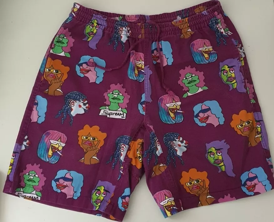 Short FW17 Supreme Gonz Heads bordeaux taille S petit short Mark Gonzales rare