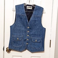 1970's Vintage Levi's Panatela Blue Denim Jean Vest Quality Fabric Vtg Small