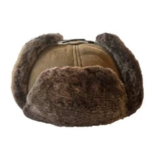 Handmade Russian Shearling Sheepskin Leather Ushanka Aviator Hat