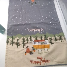 TEA TOWEL KAY DEE DESIGNS TERRY'' CAMPING IS MY HAPPY PLACE'' 25''L X 16''W