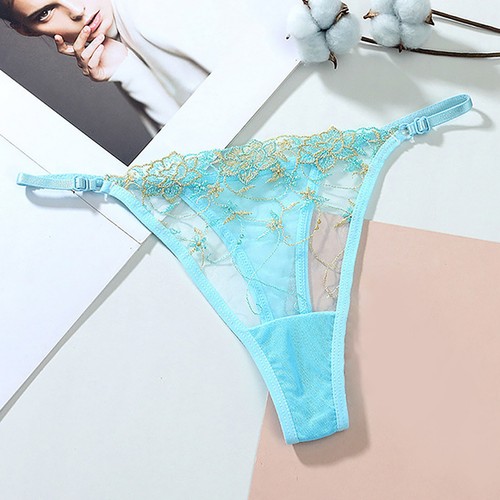 Womens Large Size Sexy Embroidered Hollow Mesh Thong Solid Panties G-String - Picture 10 of 32