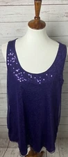 Lane Bryant Purple sequin front racer back scoop neck cami tank 18/20 wide strap