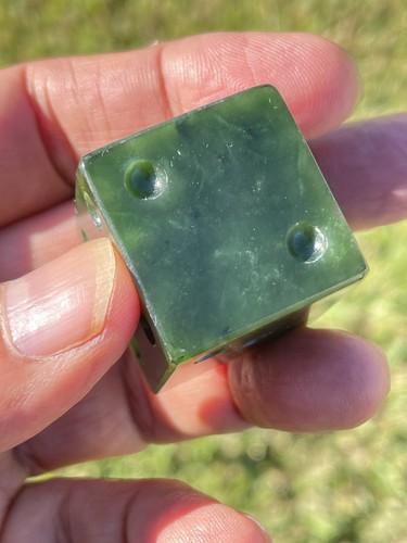 NZ Nephrite Maori Greenstone Pounamu Dark Core MARSDEN Jade 27mm CUBE Table DICE - Picture 2 of 8