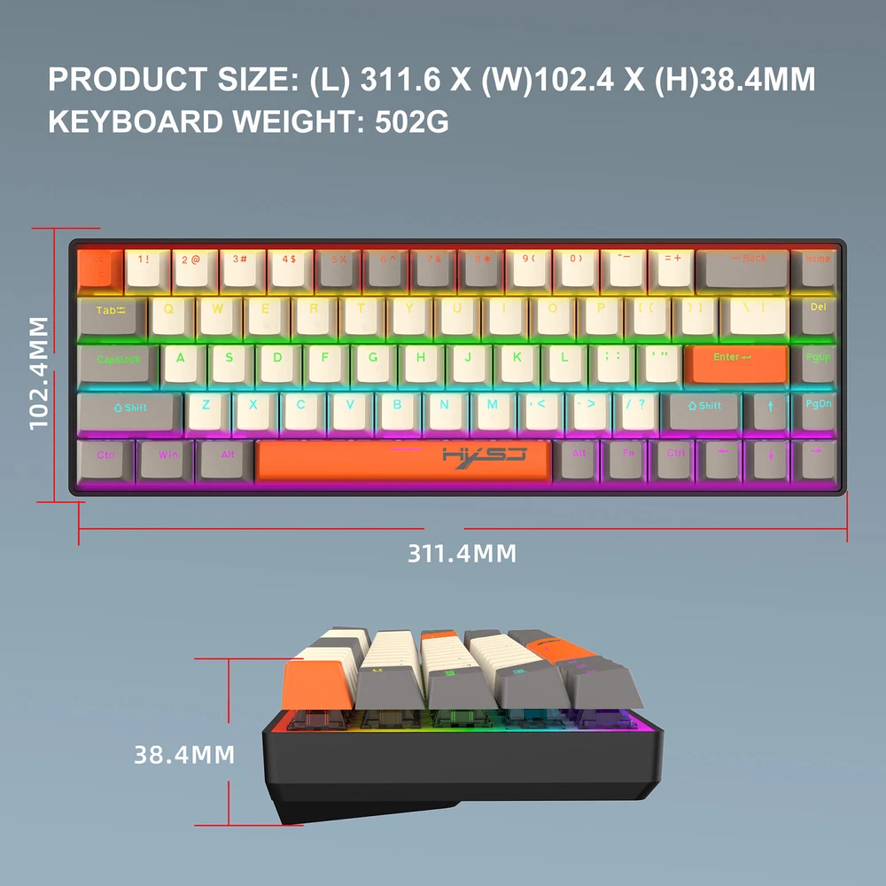 K88 Compact Mechanical Keyboard with Ice Blue Backlight and Ergonomic Design E9D9