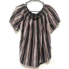 Top Shirt Striped Print Short Sleeve LOFT