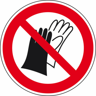 Schild Ben.Handschuhen verb. RoHS konf. Folie 5cm VE=10 ASR A1.3 ISO7010 P028