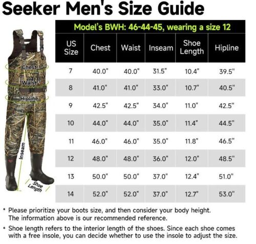 Men's Hunting / Fishing Waders | 800G 3M™ Thinsulate | Sizes 8-14 - Picture 8 of 16