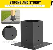 Heavy Duty Metal Post Base Deck Post Base Black Powder Coated Post Brackets 2pcs