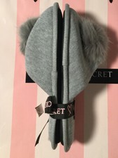 NEW Victorias Secret Pom Pom Pretty Gray Slippers Large 9-10 RARE NB74-9852 