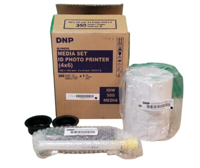 DNP 4x6'' Paper and Ink Roll Media Set for IDW500 ID Photo Printer, 350 Prints