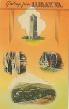 Luray VA * Greetings From Luray   Multi-View  1940s *  A.J. Simonpietri Pub. 