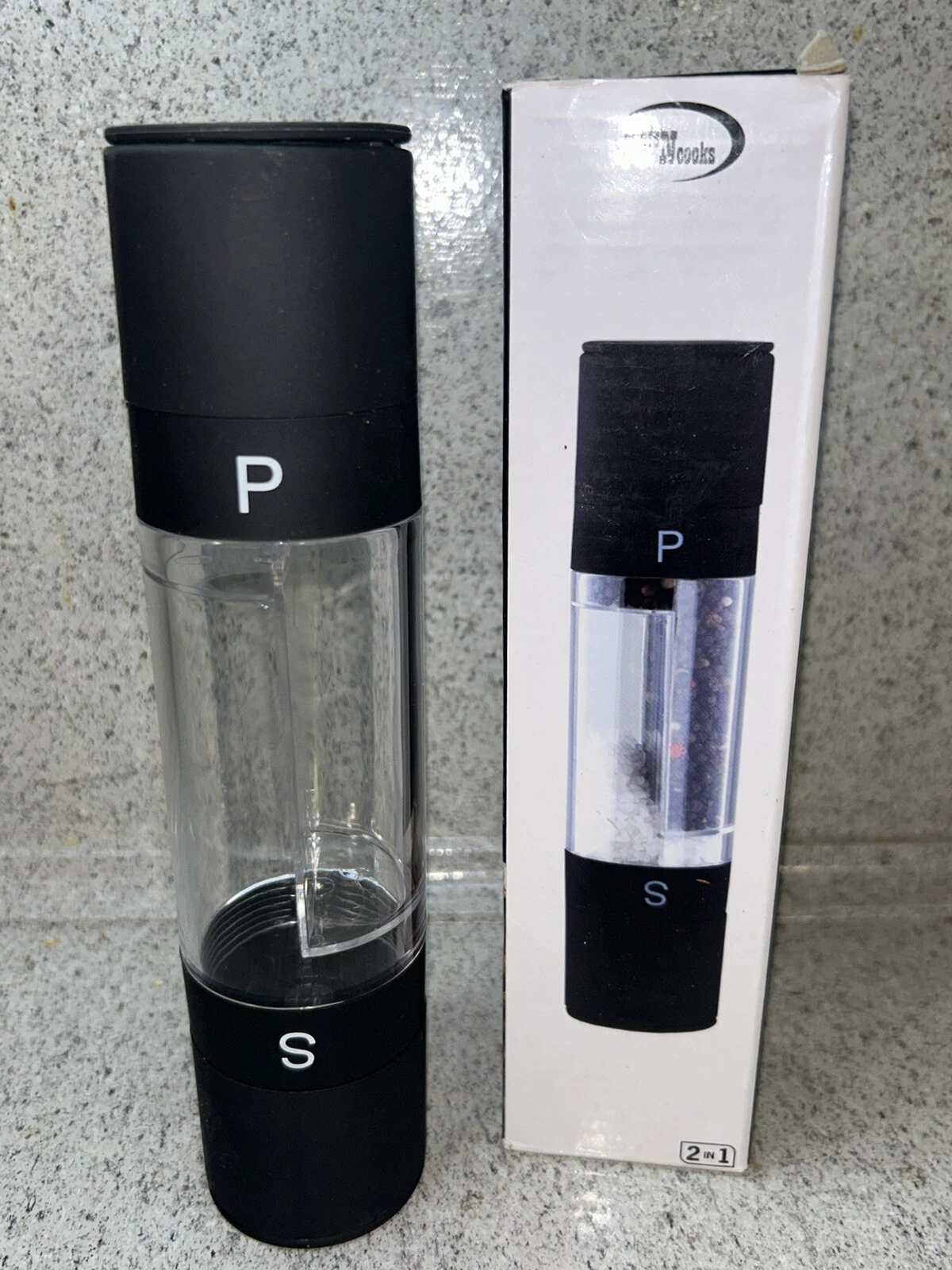 Chefs N Cooks Spice Mill Grinder 2 in 1 Acrylic Stainless Steel Ceramic Grinder