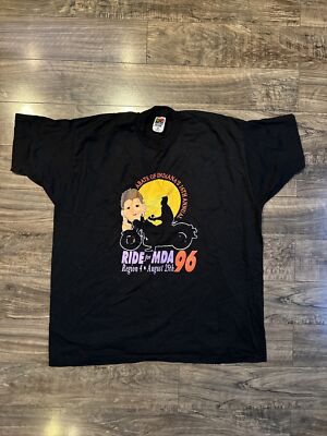 Vintage 1996 Ridin For MDA Motorcycle Fruit Of The Loom 2XL XXL Graphic Abate