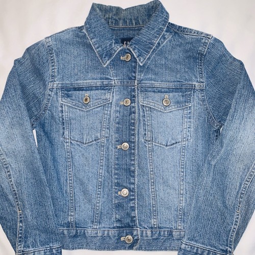 GAP Jean Jacket Blue Denim Button Down YOUTH Size 10 Large / women’s Xsmall - Picture 2 of 12