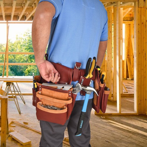 Cinturón de herramientas de cuero | Bolsa de herramientas de carpintero | Cinturón de herramientas de marcos | Cinturón Handyman - Imagen 7 de 10