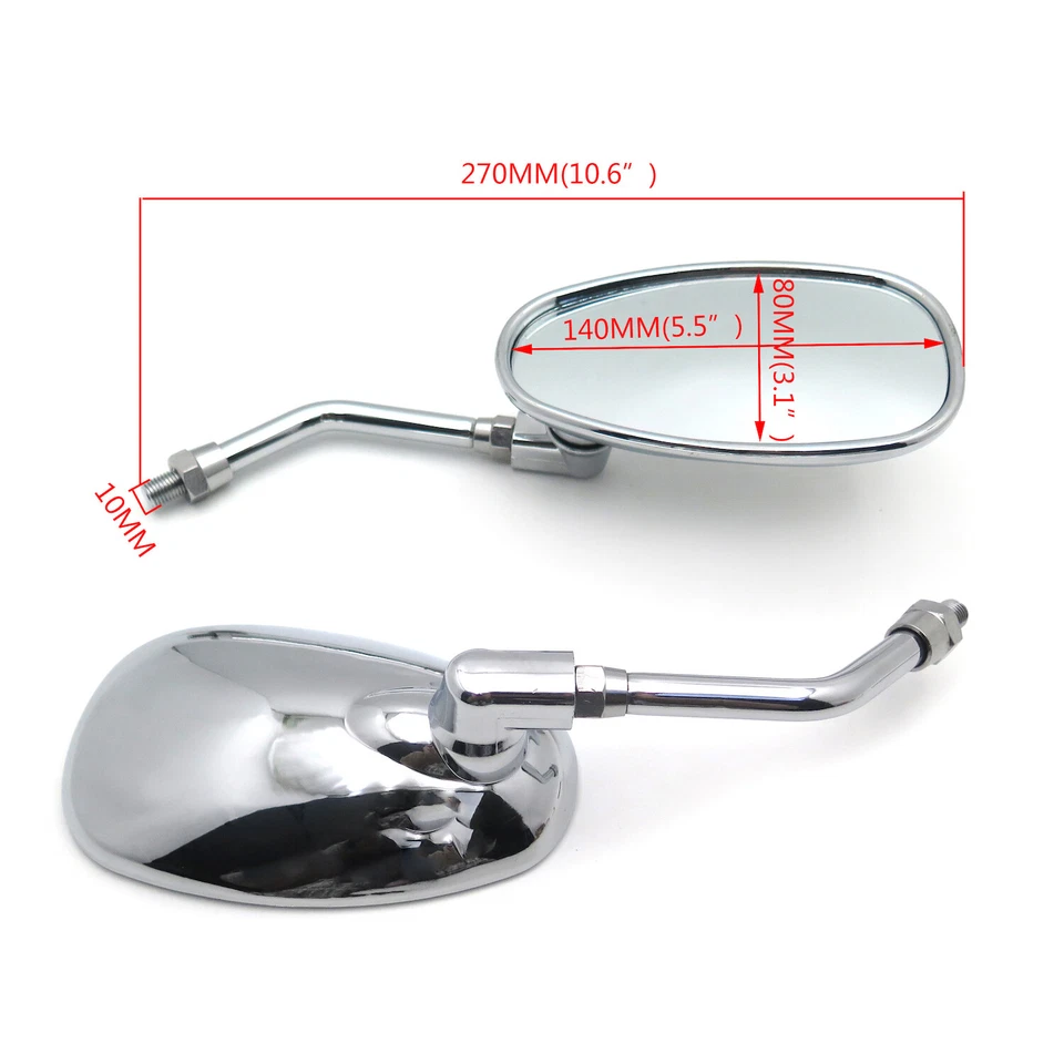 Espejos retrovisores de carreras de 10 mm para motocicleta Yamaha Road Star V-Star cromados Foto 2 de 4
