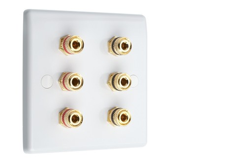 Audio Speaker 3.0 AV Wall Face Plate 6 Terminal Binding Posts for Banana Plugs - Picture 4 of 18