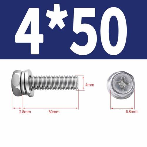 Phillips Hex Head with Washer Screws Hexagon Combination Stainless Steel M3-M10 - Picture 27 of 71