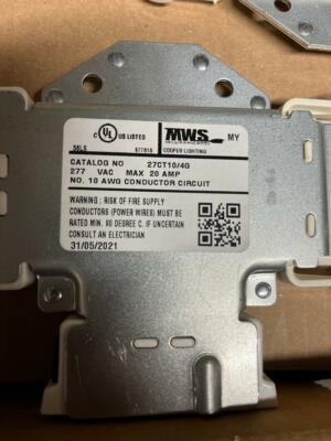 Cooper Lighting MWS Modular Wiring System #27CT/4G New Box of 36