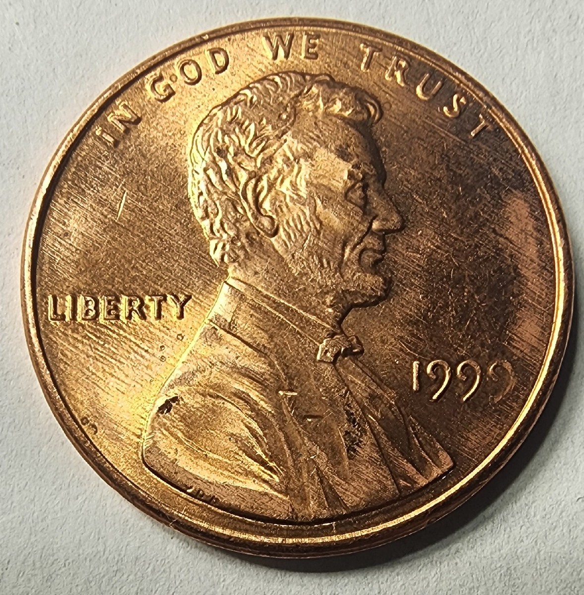 1999 Lincoln Penny No Mint Mark, Grease Strikes Error Date And