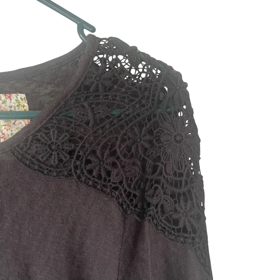 Element Women's Size Medium Black Crochet Semi Sheer Long Sleeve Shirt - Image 4 of 4
