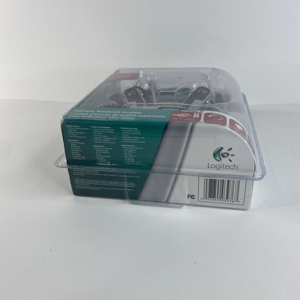 Logitech Premium Notebook Silver/Black Neckband Headset--  New Factory Sealed - Image 4 of 4