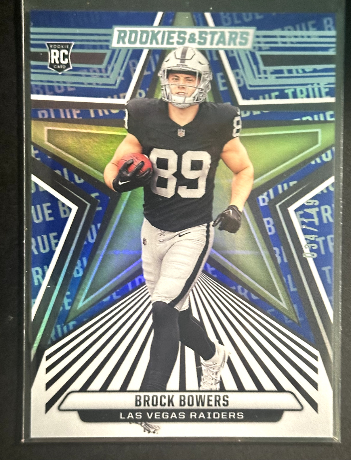 Brock Bowers 2024 Panini Rookies & Stars - Rookies #114 True Blue /149 (RC)