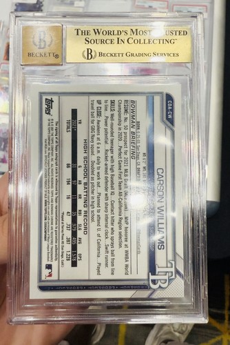 Carson Williams 2021 Bowman Draft Chrome 1st RC Auto Rookie Autograph BGS 10 - Picture 2 of 2