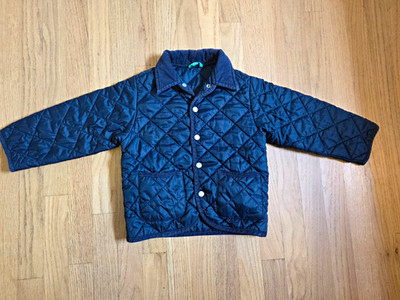United Colors of Benetton Unisex Kids Quilted Snap Jacket Pockets Navy 4