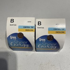 L'eggs Sheer Energy Light Support Leg Control Top Pantyhose Suntan B Lot of 2