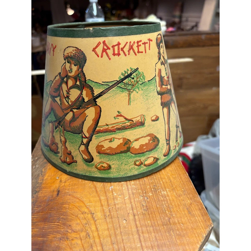Vintage Davy Crockett Lamp Shade Western Frontier Character Decor - Image 3 of 4