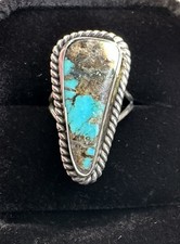 Vintage Turquoise Sterling Silver Ring, Size 6 - Native American