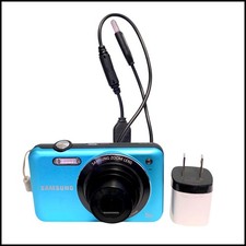 Samsung SL Series SL605 12.2MP Digital Camera - Blue Charger 16GB SD Card Cable