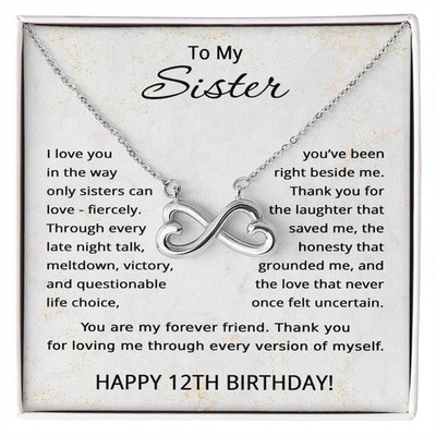 12th Birthday Gifts for Sister - To My Sister Necklace - 12 Years Old