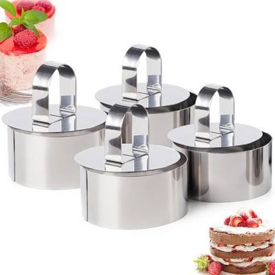 4 Pack Round Cake Ring Mold, Stainless Steel Ring Molds for Cooking Mousse Cake