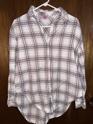 Miami for Francesca s Plaid Collared Long Sleeve Button-Up Shirt S