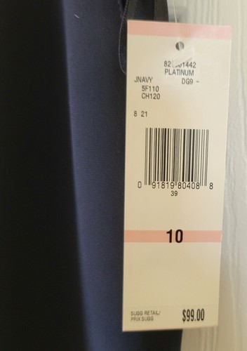 Jones New York Womens Pants Navy Blue Sz 10 Platinum Collection Career Pant NWT - Picture 4 of 15