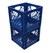 Juggernaut Storage 2pk Crate for Office Storage  Classroom, Blue Open Box 