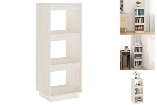 Standregal BüCherregal Raumteiler Holzregal Weiß 40X35X103 Cm Massivholz Kiefer-image