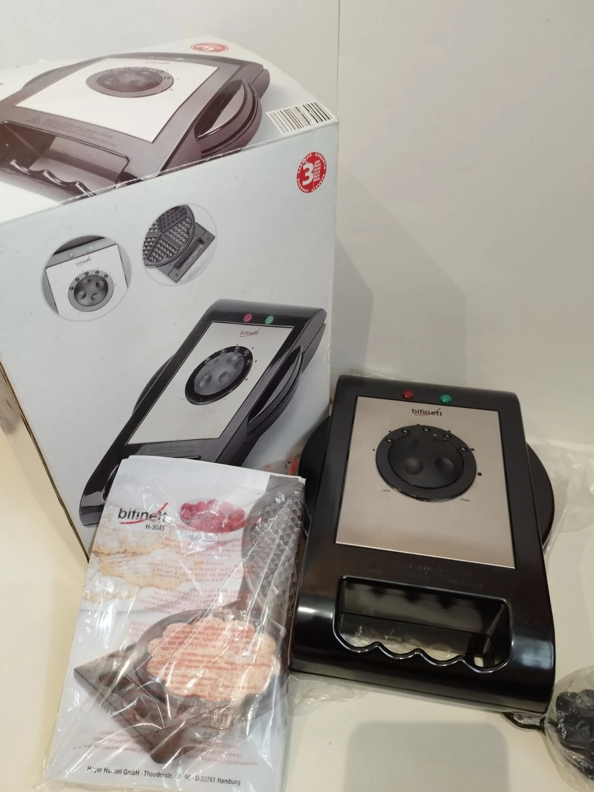 Heart Shaped Waffle Maker Iron Bifinett Non Stick Boxed With Instructions H-3045