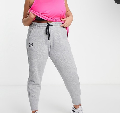 Under Armour Rival Joggers Womens Sz. 2XL Grey Plus Size Cotton Fleece Sweats - Afbeelding 1 van 8