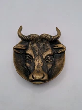 VINTAGE BRASS ASH TRAY BULL HEAD RARE COLLECTIBLE 
