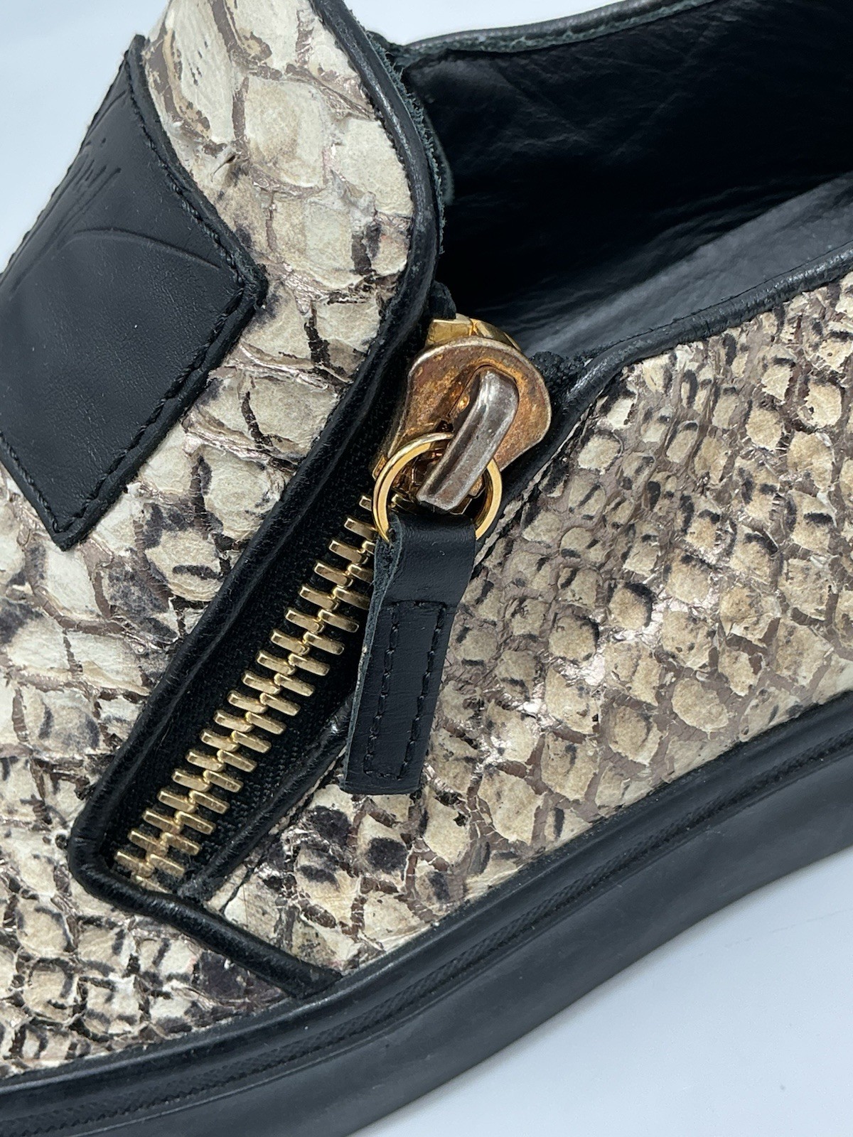 Giuseppe Zanotti python leather zipper sneaker Bl… - image 8